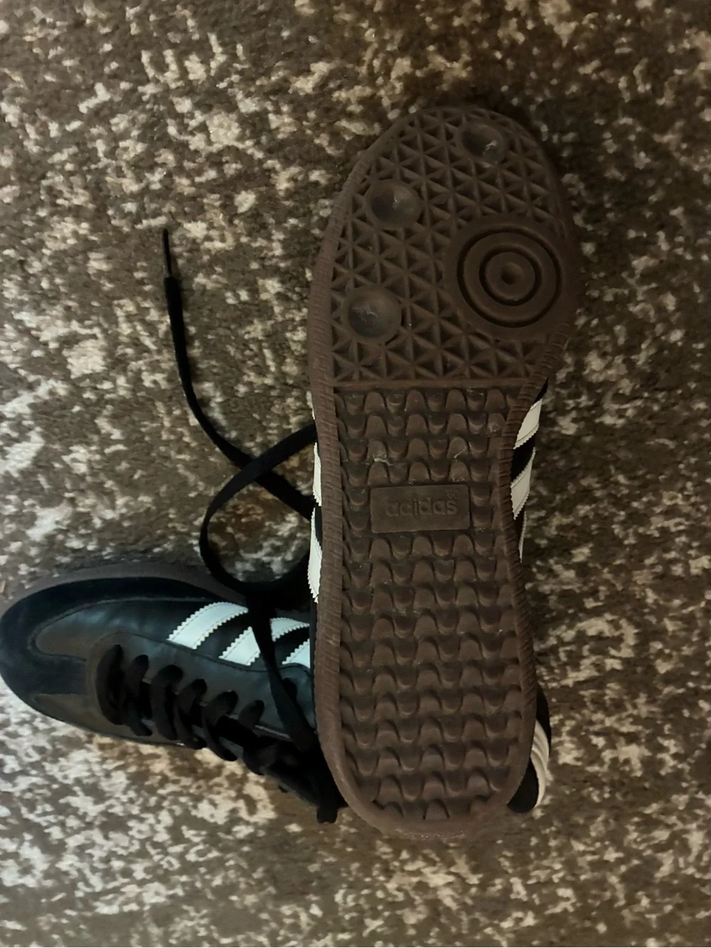 adidas Samba Black with White Stripes and Gum Sole